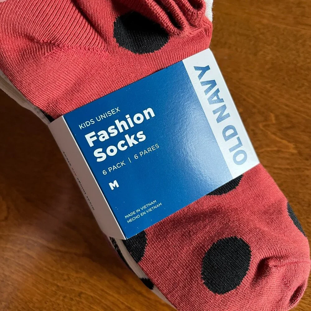 Old Navy 6-pack dot and stripe socks M NWT